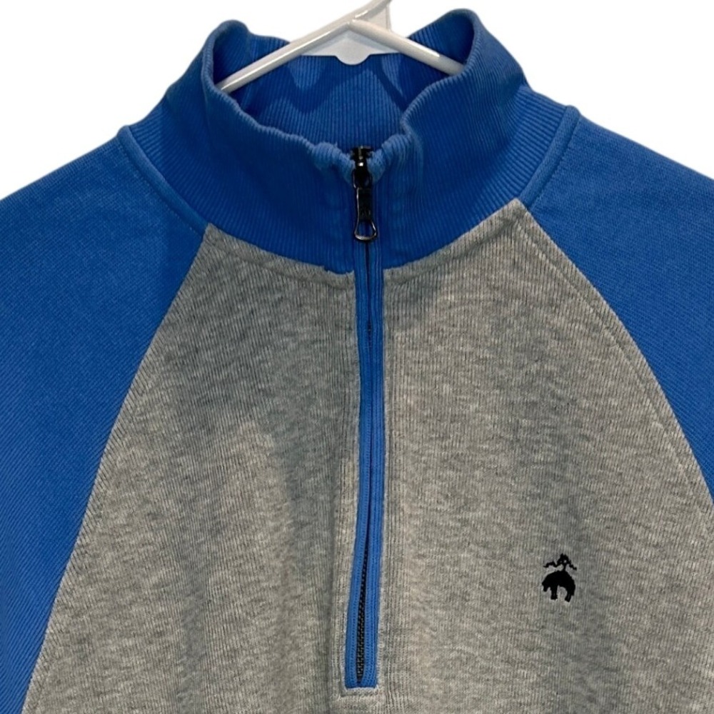 Brooks‎ Brothers Mens Pullover 1/4 Zip Long Sleeve Sweater XL Gray Blue